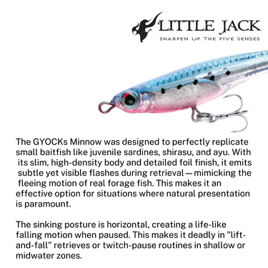 LITTLE JACK - GYOCKS 47mm 5.5g LIPLESS HARDBODY MINNOW SINKING FISHING LURE