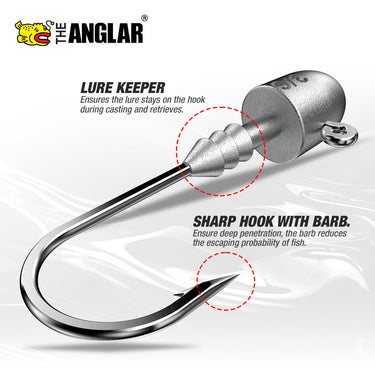 THE ANGLAR - BULLET MINNOW JIGHEAD 1.4g/1.7g/2.4g/3.5g/4.6g/7g/10g/14g WORM HOOK SOFT PLASTIC LURE