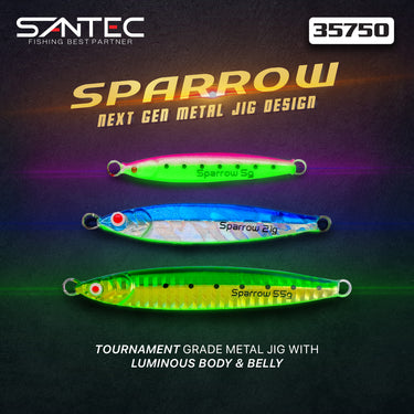 SANTEC - SPARROW METAL JIG - 5g/7g/14g/21g/28g/40g/55g/75g/75g/110g FAST JIG GLOW LUMINOUS MICRO JIG SALTWATER
