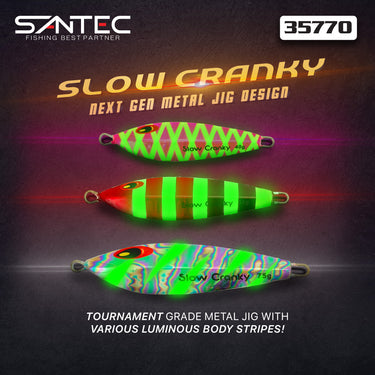 SANTEC - SLOW CRANKY METAL JIG 40g/55g/75g/110g/140g/170g/220g/280g/340g SLOW JIGGING GLOW EFFECT
