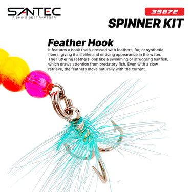 SANTEC - SPINNER KIT COPPER 4.5cm/5.3cm 5g/9g WITH FEATHER HOOKS