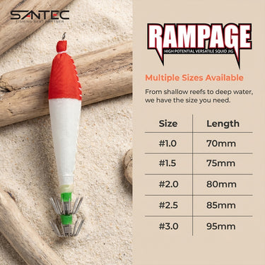 SANTEC - RAMPAGE 70mm/75mm/80mm/85mm/95mm SQUID JIG