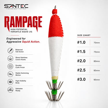 SANTEC - RAMPAGE 70mm/75mm/80mm/85mm/95mm SQUID JIG