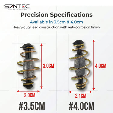 SANTEC - TUBE BOM SPRING WITH LEAD SINKER 39083 MATABOM LEAD FISHING ACCESSORIES