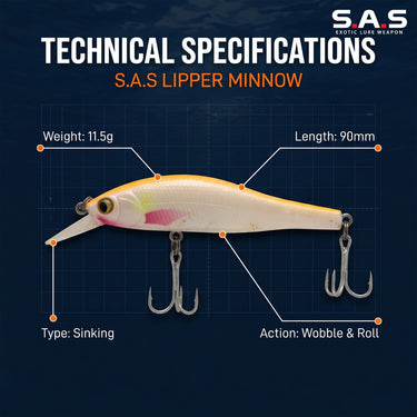 S.A.S - LIPPER MINNOW 85mm 11.5g SINKING FISHING LURE