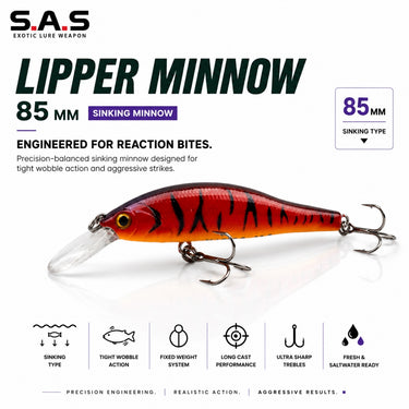 S.A.S - LIPPER MINNOW 85mm 11.5g SINKING FISHING LURE