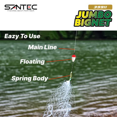 SANTEC - JUMBO BIG NET WITH SPRING MATABOM 4cm/5cm/6cm/7cm/8cm/9cm/10cm/11cm/12cm FISH NET