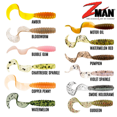 Z-MAN - GRUBZ-2" x 8PCS / 2.5" x 8PCS /3.5" x 6PCS SOFT LURE CURLY TAIL SOFT BAIT
