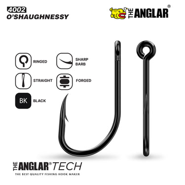 THE ANGLAR - 4002 O'SHAUGNESSY HI-CARBON HOOK BLACK FISHING HOOK PACK