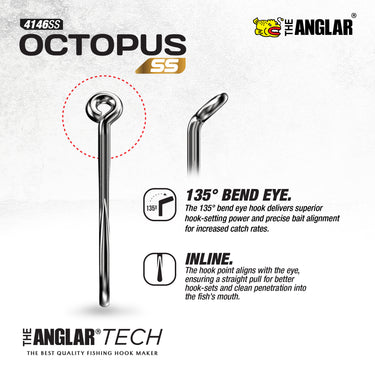 THE ANGLAR - 3X OCTOPUS 4146SS STAINLESS STEEL HOOK