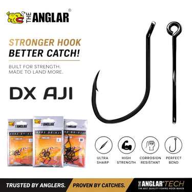 THE ANGLAR - DX AJI HOOK PACK RINGED BLACK 4502 HI-CARBON HOOK FISHING HOOK
