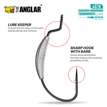 THE ANGLAR - SEARCHER WORM HOOK 0.8g/1.4g/1.7g2.4g/2.7g/3g/3.5g/4.5g/5.3g/7g SOFT PLASTIC HOOK
