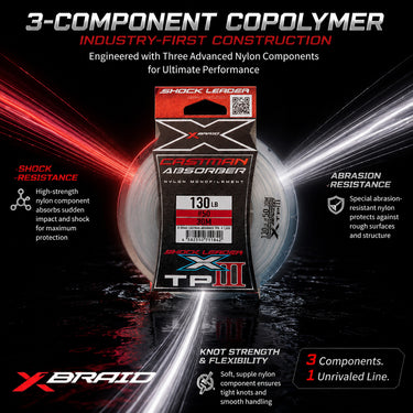 XBRAID YGK - CASTMAN ABSORBER TPIII NYLON MONOFILAMENT SHOCK LEADER MADE IN JAPAN