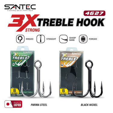 SANTEC - 3X TREBLE HOOK PARMA STEEL 4627 BLACK NICKEL