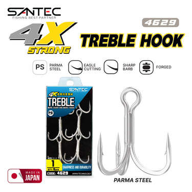 SANTEC - 4X TREBLE HOOK PS 4629 FISH HOOK