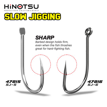 HINOTSU - SJ-5/SJ-6 SLOW JIGGING HOOK W/FLATTED/RINGED FISHING HOOK