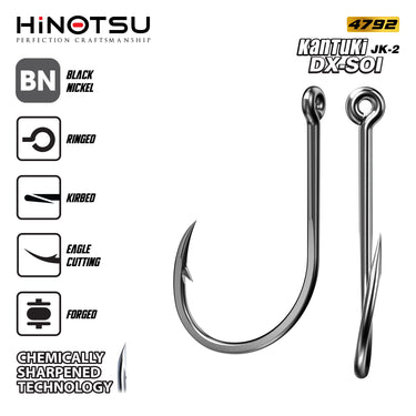HINOTSU - SOI HOOK w/RING BLACK NICKEL 4792 FISHING HOOK MADE IN JAPAN