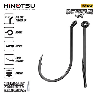 HINOTSU - OCTOPUS BEAK HOOK w/RINGED NSB 4793 MADE IN JAPAN