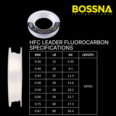 BOSSNA - HFC LEADER FLUOROCARBON 100% - INVISIBLE LEADER LINE SHOCK LEADER