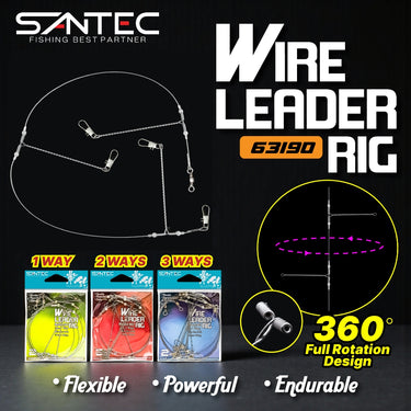 SANTEC - WIRE LEADER RIG 1WAYS/2WAYS/3WAYS 50cm/60cm STAINLESS STEEL WIRE LEADER