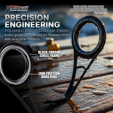 AMERICAN TACKLE - RING LOCK A FRAME GUIDE SS BLACK CHROME DURA RING 64DBRLA FISHING GUIDE