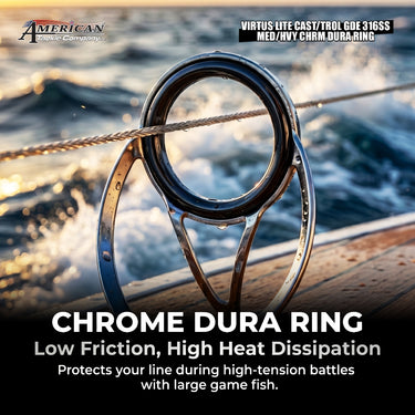 AMERICAN TACKLE - VIRTUS LITE CAST/TROLL GUIDE 316SS 64DCRLVL MED/HEAVY CHROME DURA RING FISHING ROD GUIDE