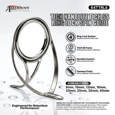 AMERICAN TACKLE - TICH NANOLITE SS RING LOCK SPINNING GUIDE 64TTRLS FISHING ROD GUIDE