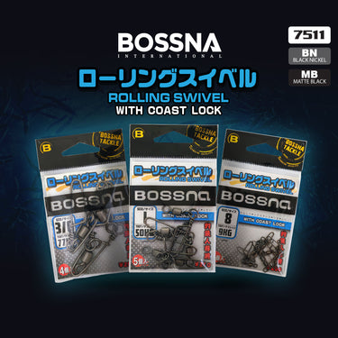 BOSSNA - ROLLING SWIVEL W/COASTLOCK 7511 BLACK NICKEL FISHING SWIVEL ACCESSORIES