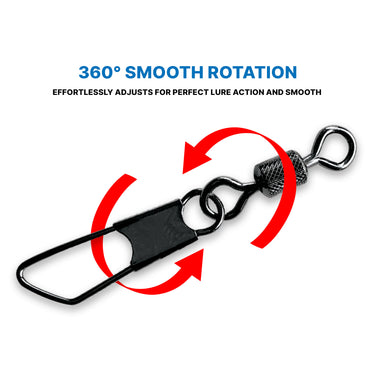 BOSSNA - ROLLING SWIVEL w/SAFETY SNAP 7514 BLACK FISHING ACCESSORIES