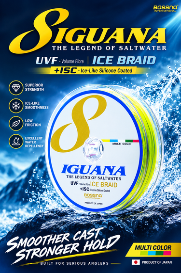 Bossna - Iguana 8X 100M, 150M, 300M Ice Braided Line Dark Green, Multicolor Series