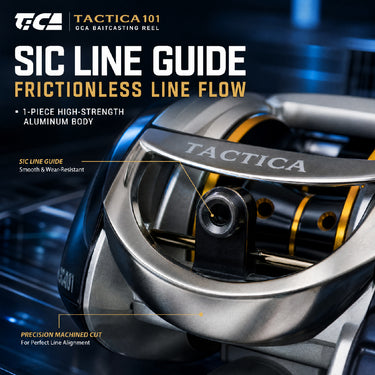 TICA - TACTICA 101 BAITCASTING REEL LEFT HAND ALUMINIUM BODY FRESHWATER LIGHT SALTWATER (GCA SERIES)