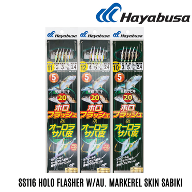 HAYABUSA - SS116 HOLO FLASHER W/AU. MACKEREL SKIN SABIKI 5 PCS/PACK