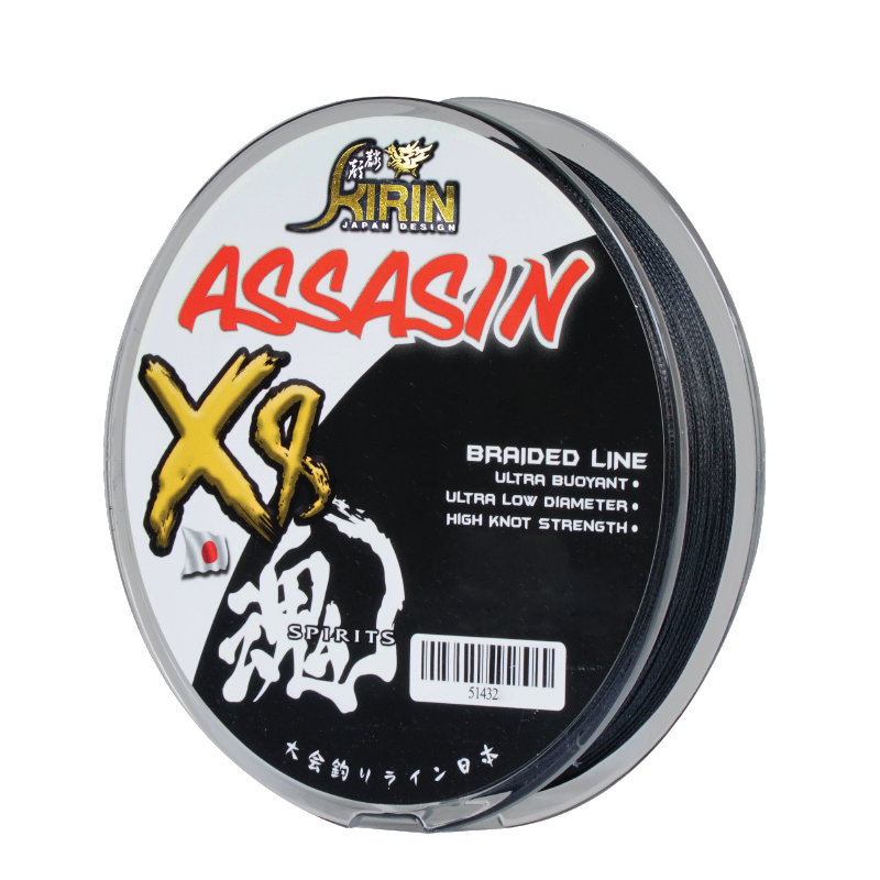 Kirin Assasin 300M 8x PE Braided Line Black Color Series