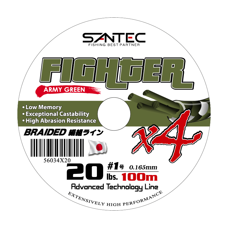Santec 4X Fighter Braided Line 100m A.Green Series