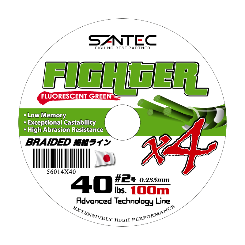 Santec 4X Fighter Braided Line 100m Fluo.Green Series