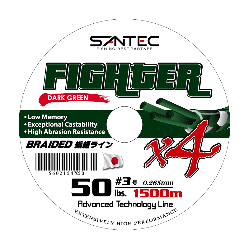 Santec 4X Fighter Braided Line 1500m D.Green Series