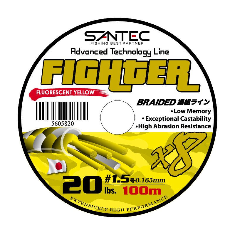 Santec 8X Fighter Braided Line 100m Fluo.Yellow Series
