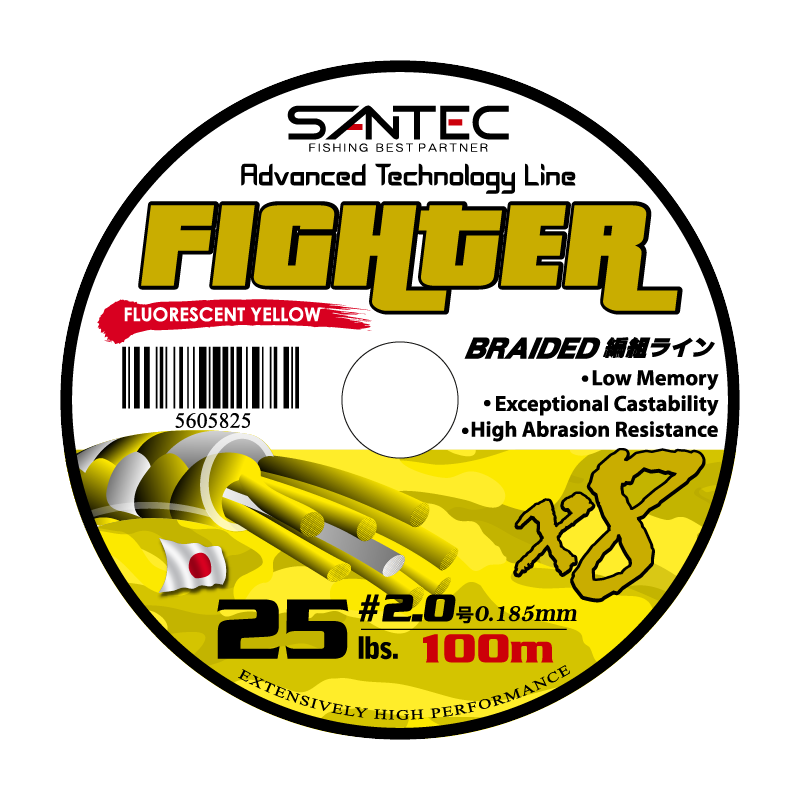 Santec 8X Fighter Braided Line 100m Fluo.Yellow Series